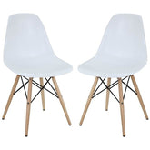 Modway Furniture Modern Pyramid Dining Side Chairs Set of 2 In White EEI-928-WHI-Minimal & Modern