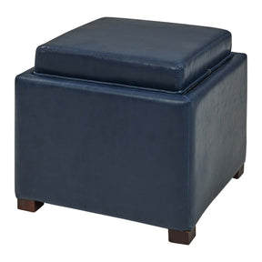 Cameron Square Bonded Leather Storage Ottoman by New Pacific Direct - 113042B(V1)