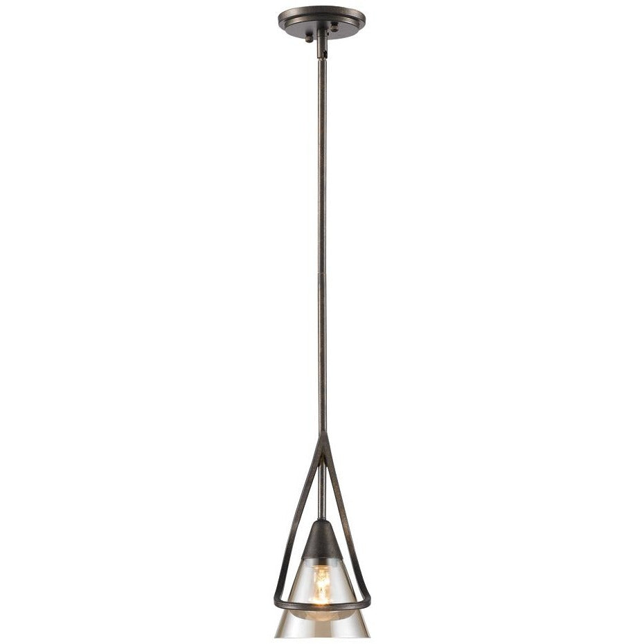 Golden Lighting Olympia Mini Pendant in Burnt Sienna with Baltic Amber Glass - 1648-M1L BUS-Minimal & Modern