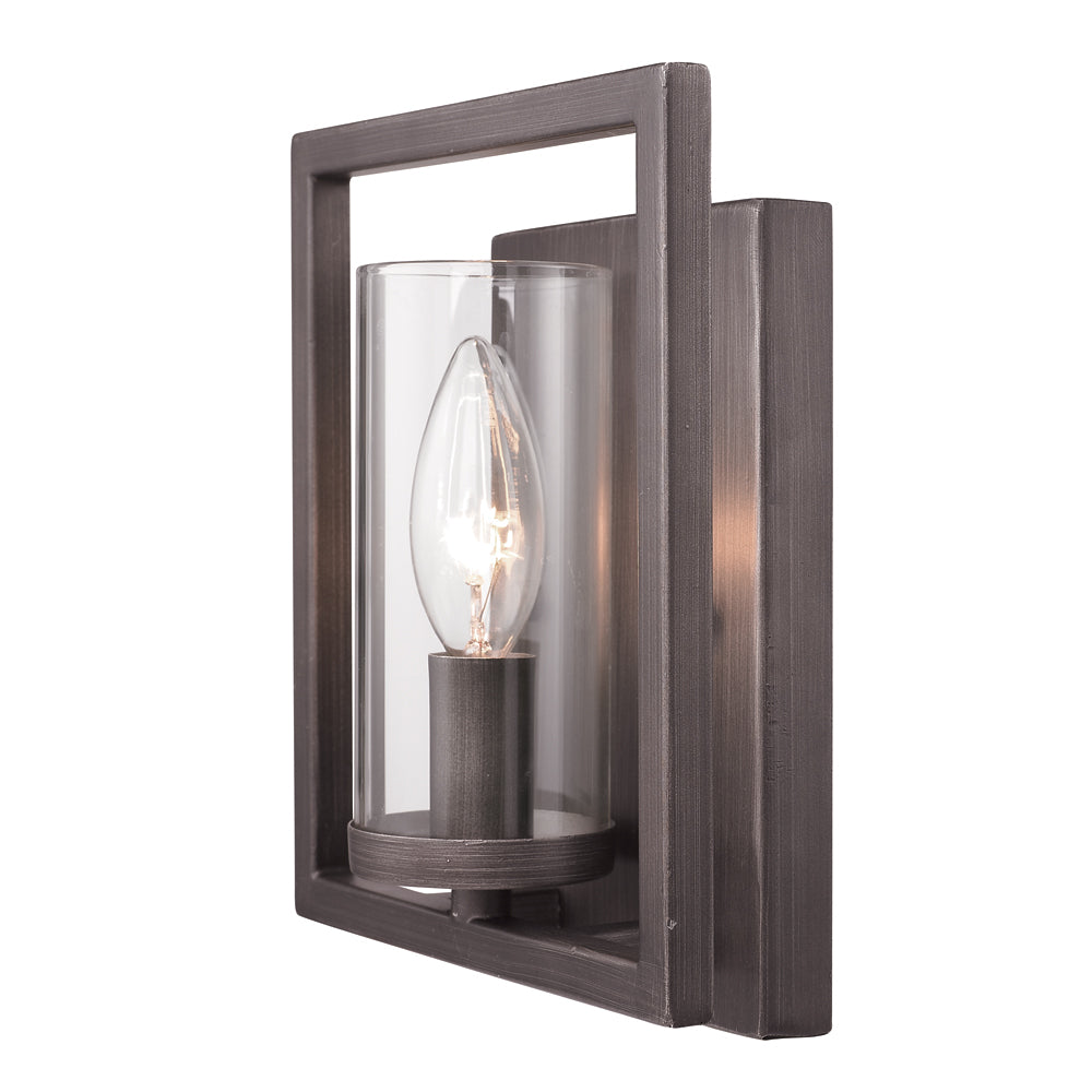 Golden Lighting Marco 1 Light Wall Sconce in Gunmetal Bronze with Clear Glass - 6068-1W GMT-Minimal & Modern