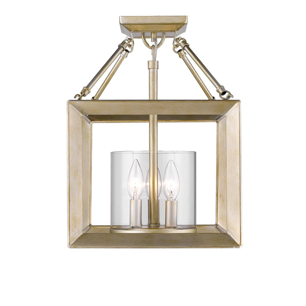 Golden Lighting Smyth Convertible Semi-Flush in White Gold with Clear Glass - 2073-SF WG-CLR-Minimal & Modern