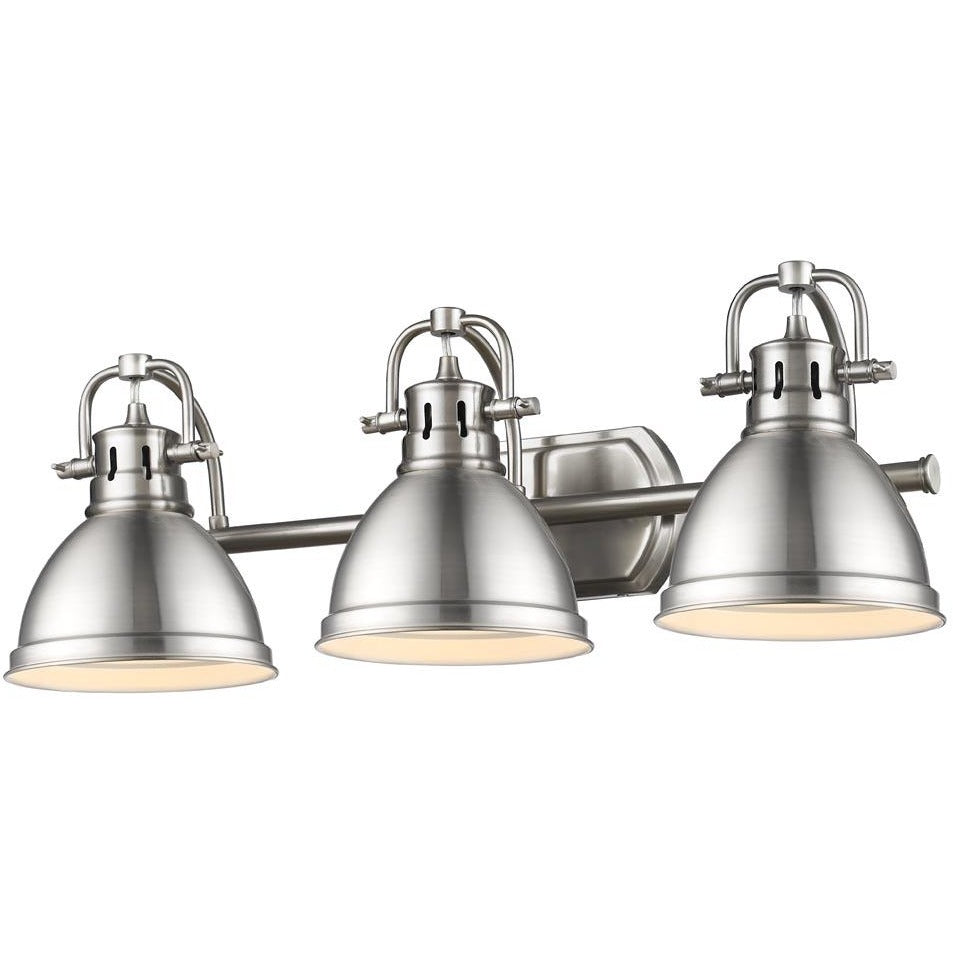 Golden Lighting Duncan 3 Light Bath Vanity in Pewter with Pewter Shades - 3602-BA3 PW-PW-Minimal & Modern