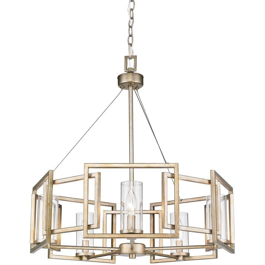 Golden Lighting Marco 5 Light Chandelier in White Gold with Clear Glass - 6068-5 WG-Minimal & Modern