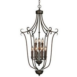 Golden Lighting Multi-Family 2 Tier - 9 Light Caged Foyer in Rubbed Bronze with Drip Candlesticks - 6427-9 RBZ-Minimal & Modern