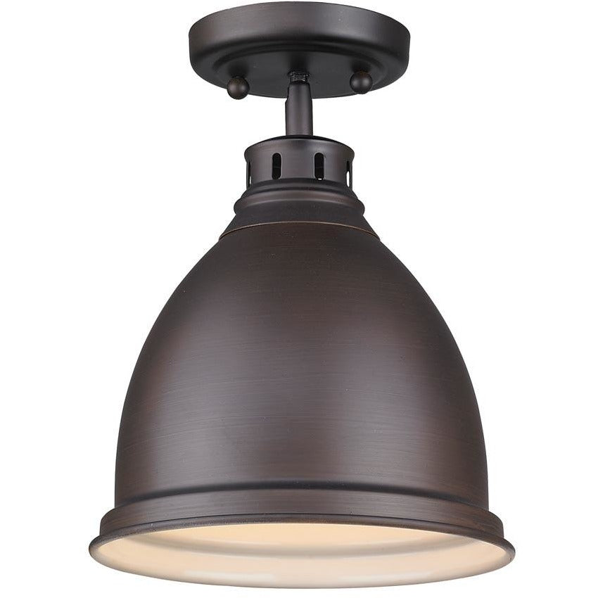 Golden Lighting Duncan Flush Mount in Rubbed Bronze with a Rubbed Bronze Shade - 3602-FM RBZ-RBZ-Minimal & Modern
