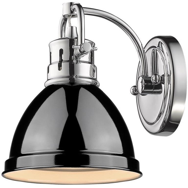 Golden Lighting Duncan 1 Light Bath Vanity in Chrome with a Black Shade - 3602-BA1 CH-BK-Minimal & Modern
