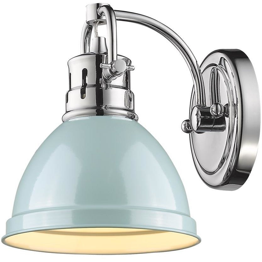Golden Lighting Duncan 1 Light Bath Vanity in Chrome with a Seafoam Shade - 3602-BA1 CH-SF-Minimal & Modern