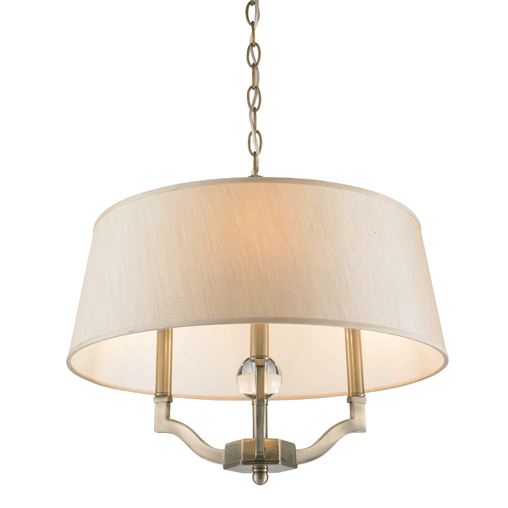 Golden Lighting Waverly Semi-Flush (Convertible) in Aged Brass with Silken Parchment Shade - 3500-SF AB-PMT - 2