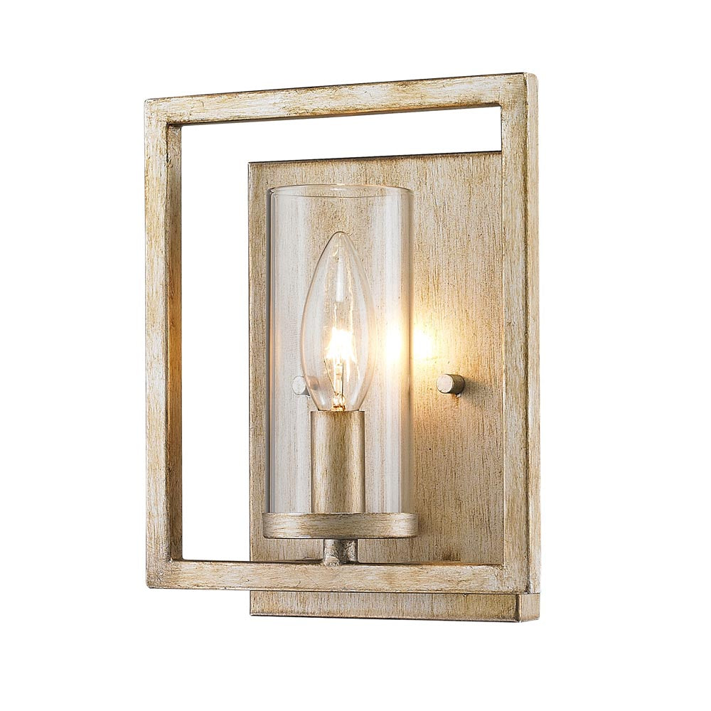 Golden Lighting Marco 1 Light Wall Sconce in White Gold with Clear Glass - 6068-1W WG-Minimal & Modern