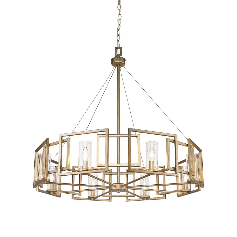 Golden Lighting Marco 8 Light Chandelier in White Gold with Clear Glass - 6068-8 WG-Minimal & Modern
