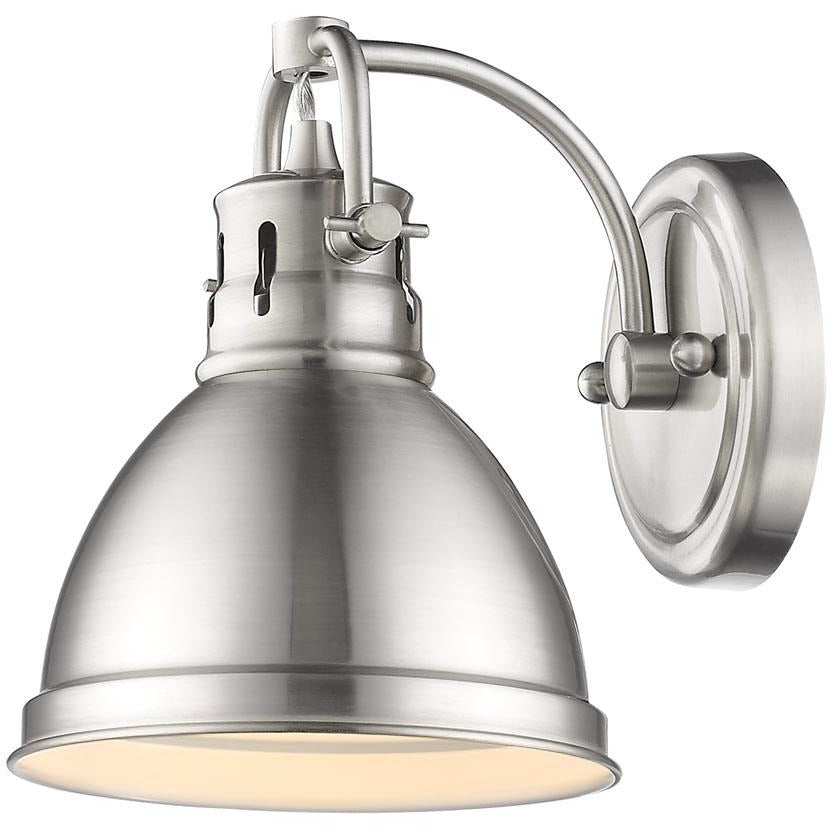 Golden Lighting Duncan 1 Light Bath Vanity in Pewter with a Pewter Shade - 3602-BA1 PW-PW-Minimal & Modern