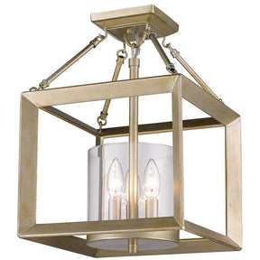 Golden Lighting Smyth Convertible Semi-Flush in White Gold with Clear Glass - 2073-SF WG-CLR-Minimal & Modern