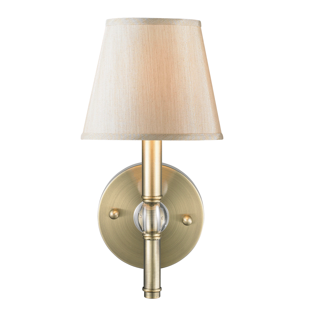 Golden Lighting Waverly 1 Light Wall Sconce in Aged Brass with Silken Parchment Shade - 3500-1W AB-PMT - 1
