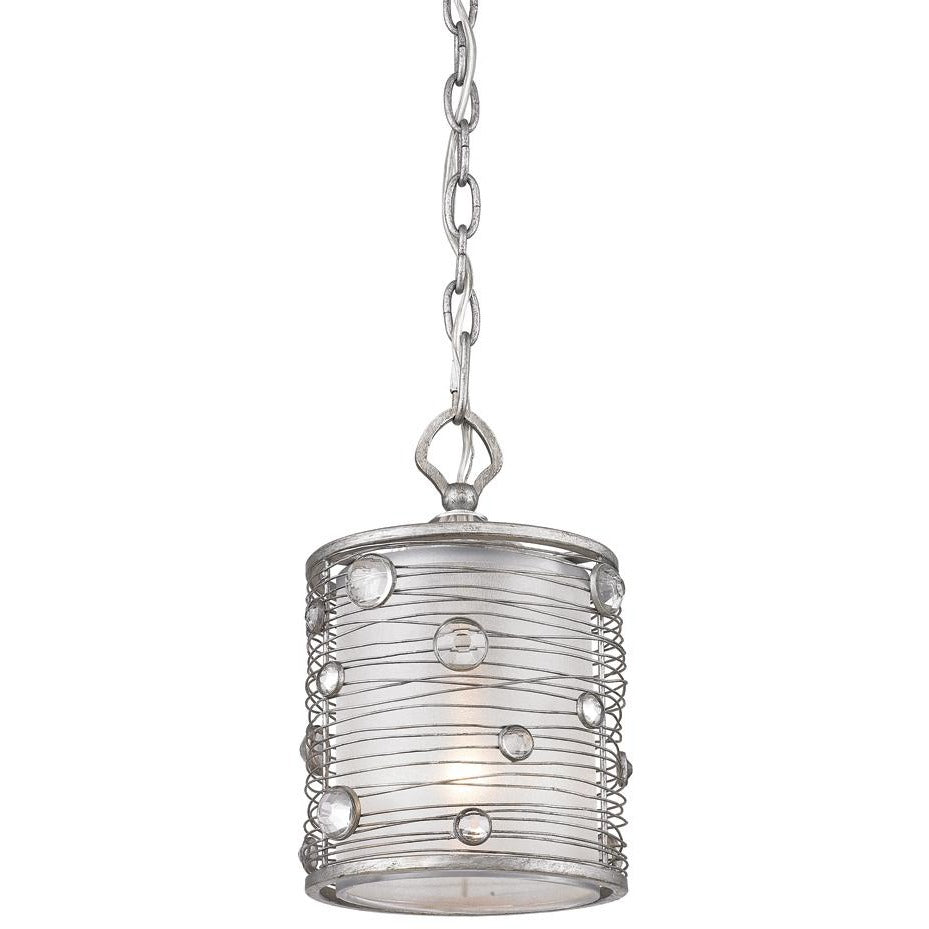 Golden Lighting Joia Mini Pendant in Peruvian Silver with Sterling Mist Shade - 1993-M1L PS-Minimal & Modern