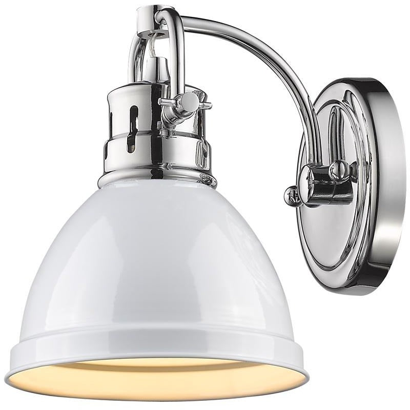 Golden Lighting Duncan 1 Light Bath Vanity in Chrome with a White Shade - 3602-BA1 CH-WH-Minimal & Modern
