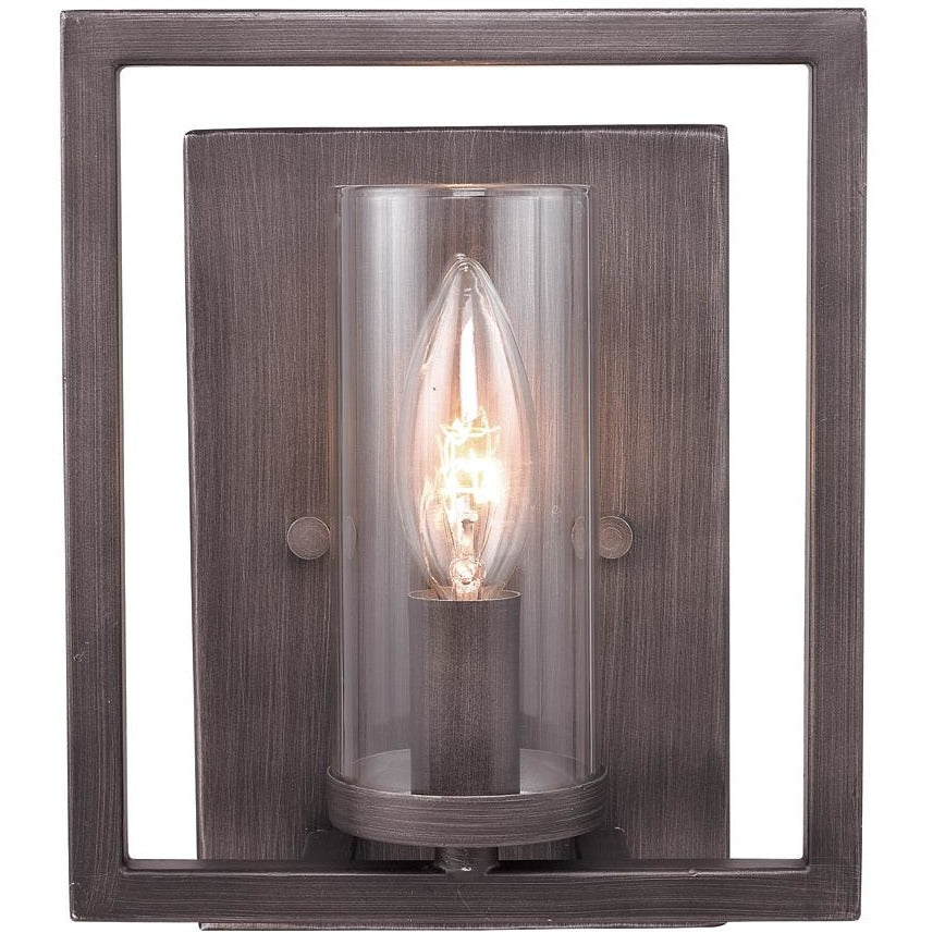 Golden Lighting Marco 1 Light Wall Sconce in Gunmetal Bronze with Clear Glass - 6068-1W GMT-Minimal & Modern