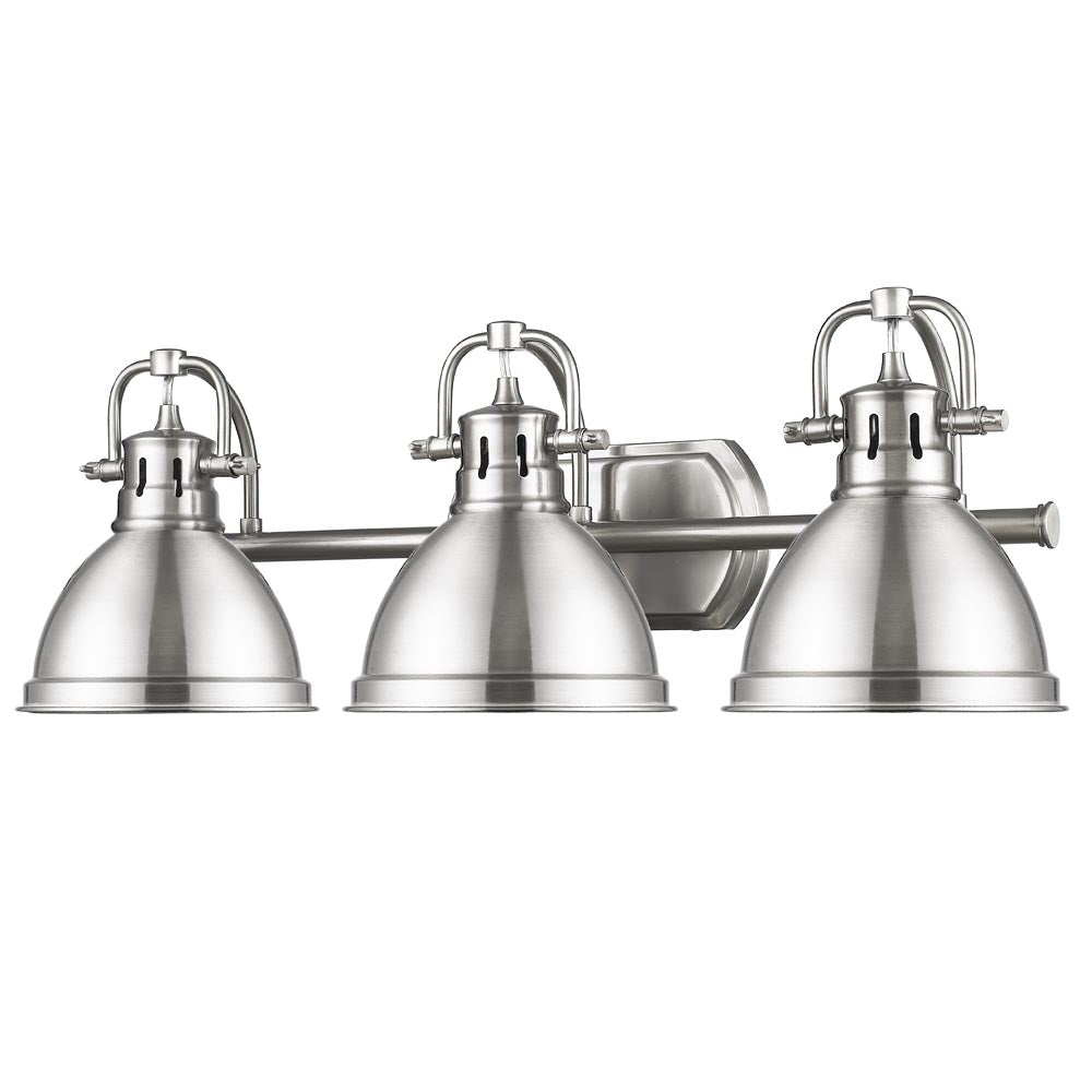Golden Lighting Duncan 3 Light Bath Vanity in Pewter with Pewter Shades - 3602-BA3 PW-PW-Minimal & Modern