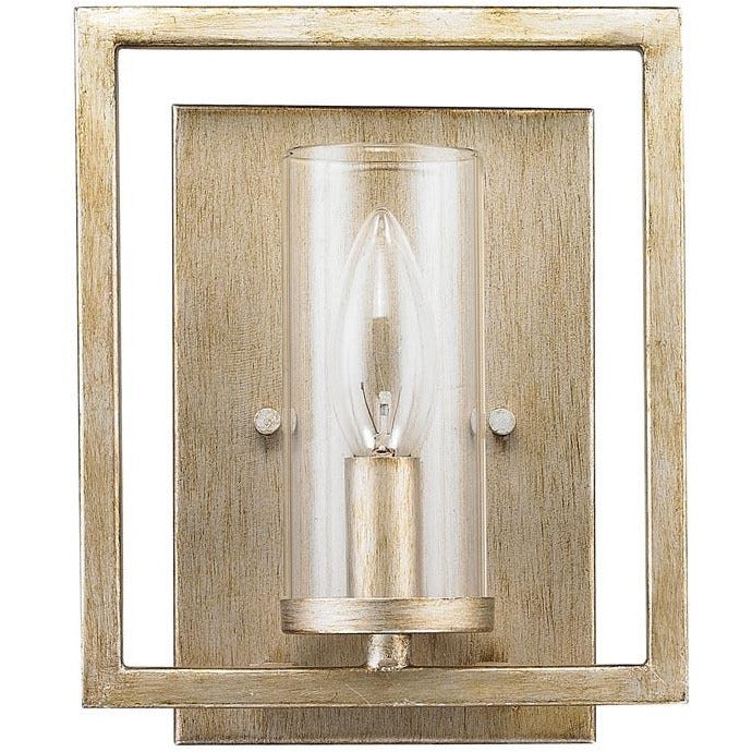Golden Lighting Marco 1 Light Wall Sconce in White Gold with Clear Glass - 6068-1W WG-Minimal & Modern