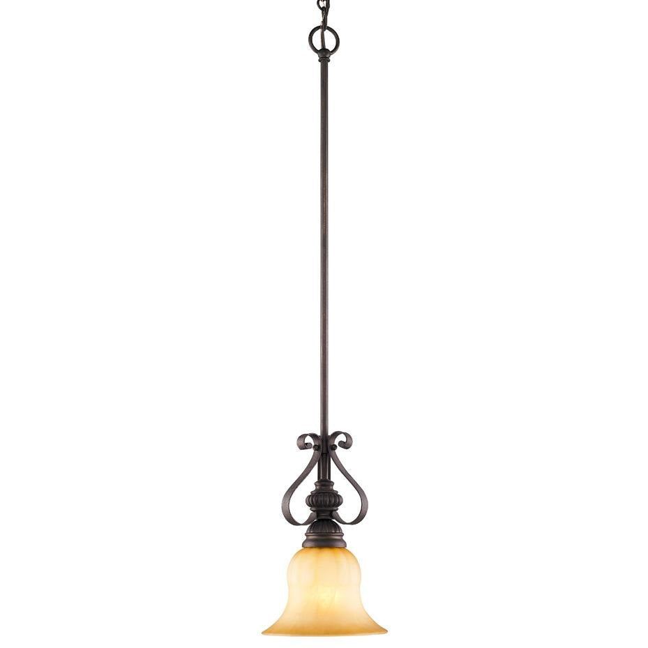 Golden Lighting Mayfair Mini Pendant in Leather Crackle with Crème Brulee Glass - 7116-M1L LC-Minimal & Modern