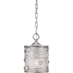 Golden Lighting Joia Mini Pendant in Peruvian Silver with Sterling Mist Shade - 1993-M1L PS - 2