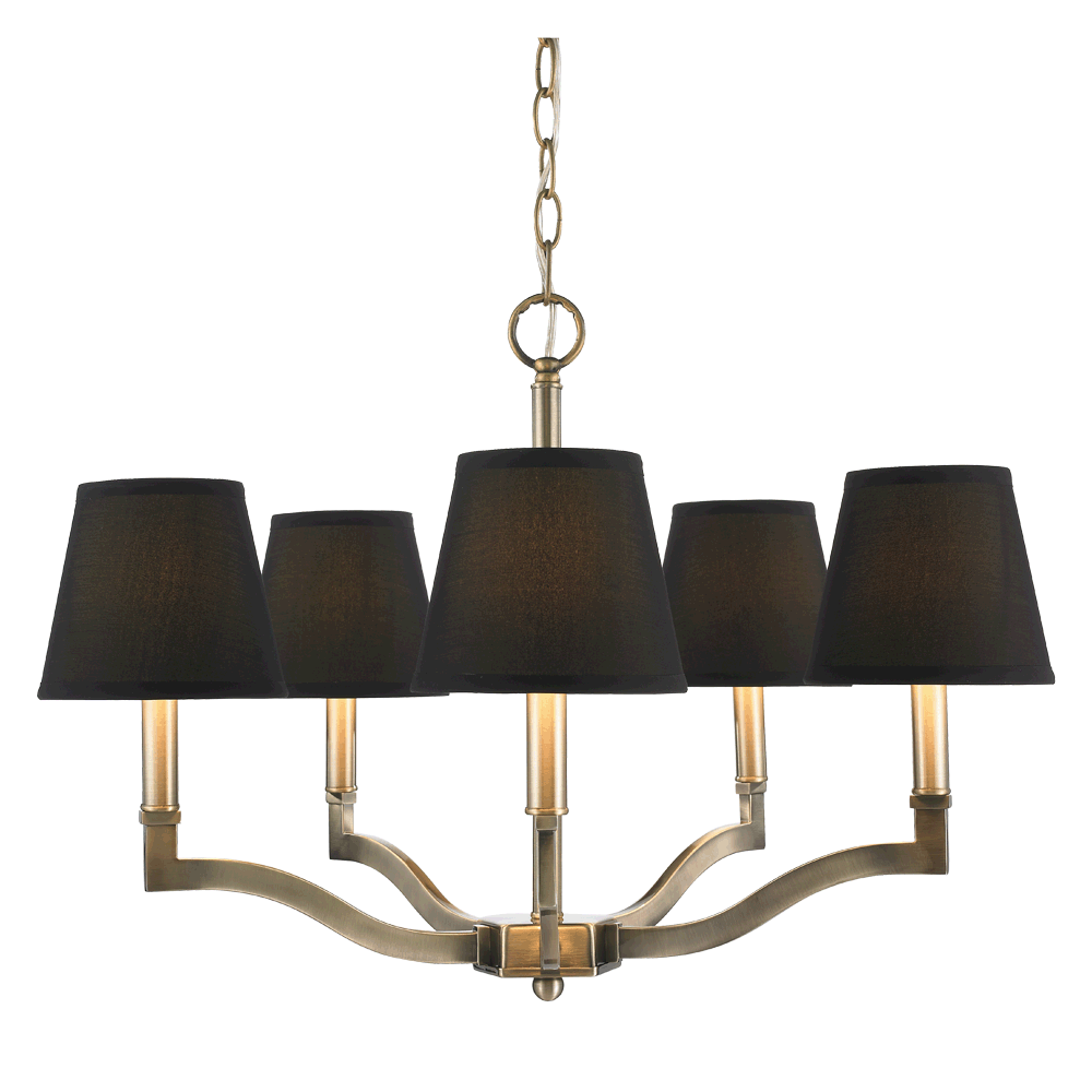 Golden Lighting Waverly 5 Light Chandelier in Aged Brass with Tuxedo Shade - 3500-5 AB-GRM - 1
