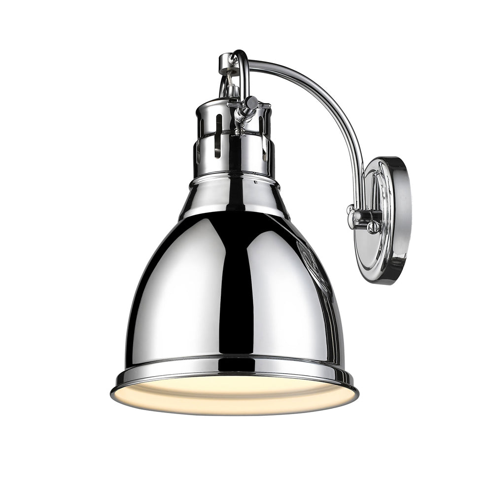 Golden Lighting Duncan 1 Light Wall Sconce in Chrome with a Chrome Shade - 3602-1W CH-CH-Minimal & Modern