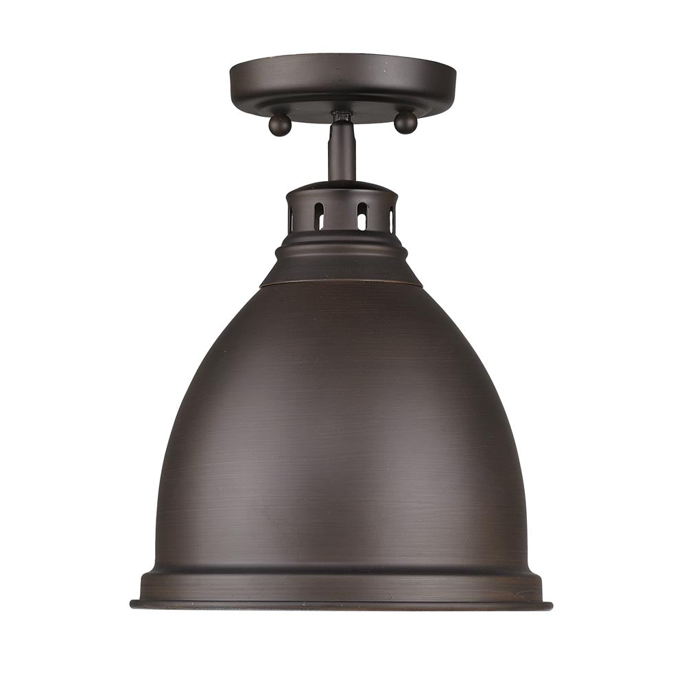 Golden Lighting Duncan Flush Mount in Rubbed Bronze with a Rubbed Bronze Shade - 3602-FM RBZ-RBZ-Minimal & Modern