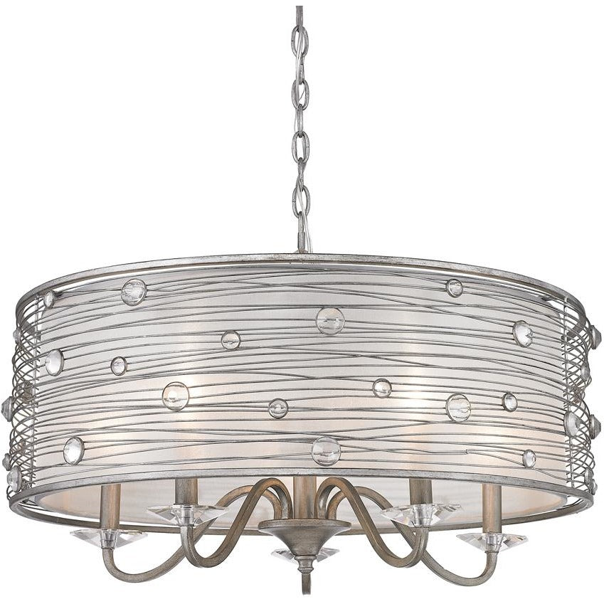 Golden Lighting Joia 5 Light Chandelier in Peruvian Silver with Sterling Mist Shade - 1993-5 PS-Minimal & Modern