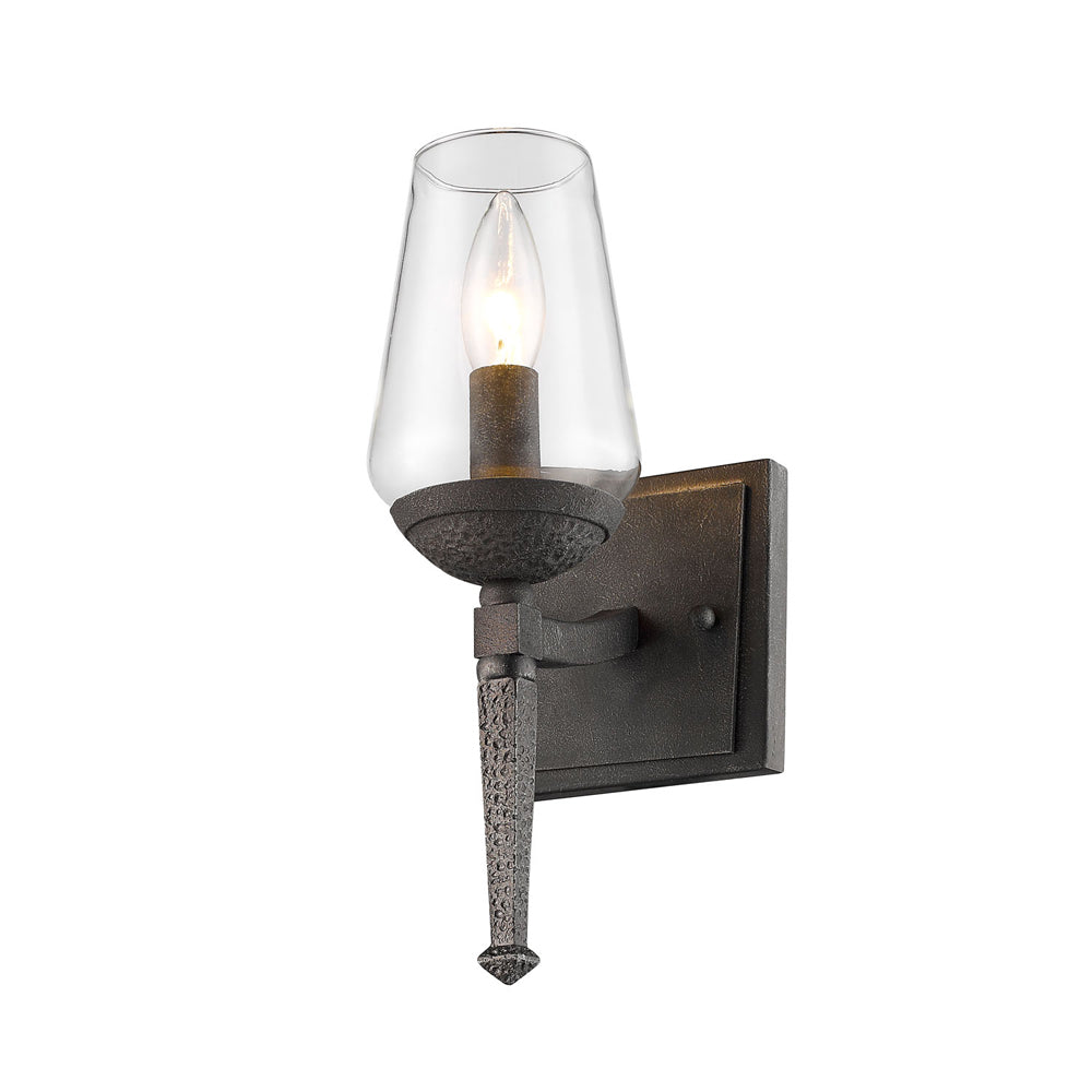 Golden Lighting Marcellis 1 Light Wall Sconce in Dark Natural Iron with Clear Glass - 1208-1W DNI-Minimal & Modern