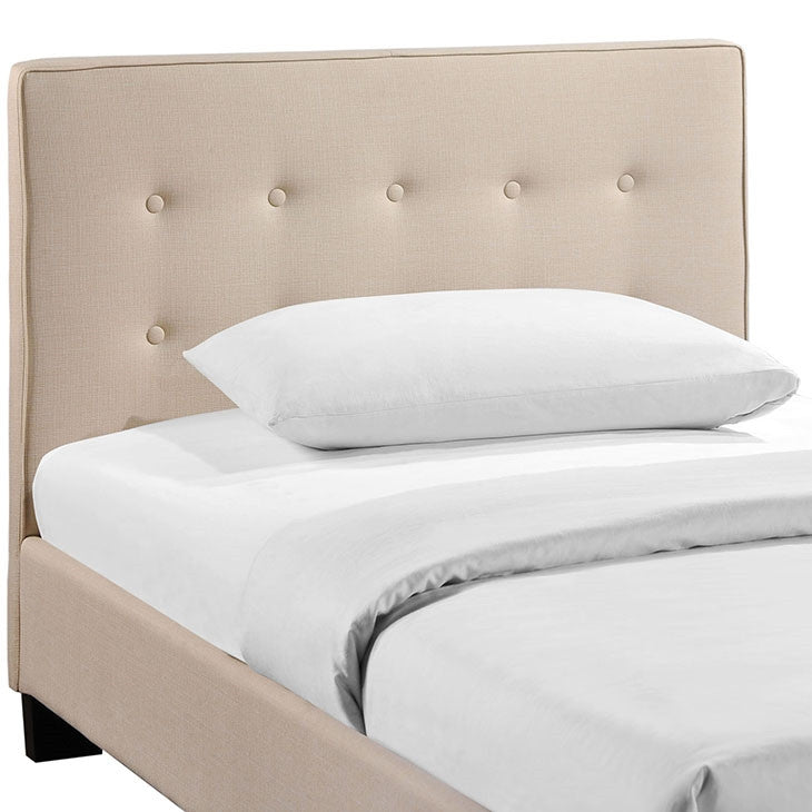 Modway Furniture Modern Caitlin Twin Fabric Bed in Beige MOD-5191-BEI-SET-Minimal & Modern