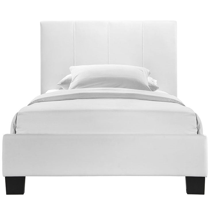 Modway Furniture Modern Alex Twin Vinyl Bed In White MOD-5198-WHI-SET-Minimal & Modern