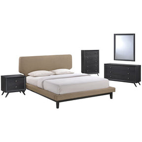 Modway Furniture Modern Bethany 5 Piece Queen Bedroom Set-Minimal & Modern