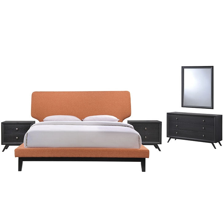 Modway Furniture Modern Bethany 5 Piece Queen Bedroom Set-Minimal & Modern