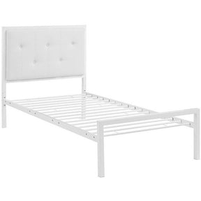Modway Furniture Modern Lottie Twin Vinyl Bed In White White MOD-5439-WHI-WHI-Minimal & Modern
