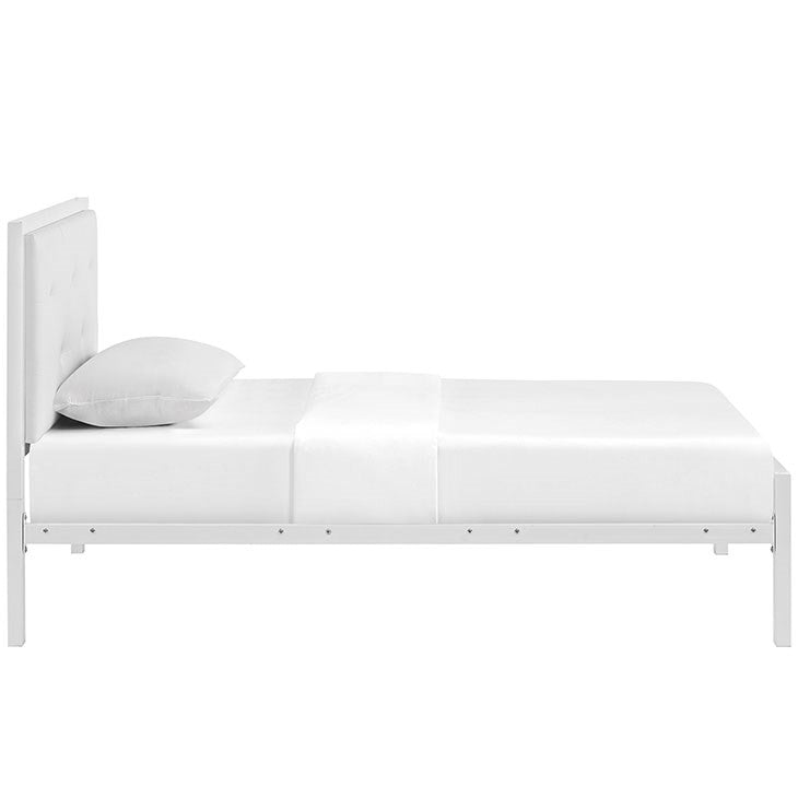 Modway Furniture Modern Lottie Twin Vinyl Bed In White White MOD-5439-WHI-WHI-Minimal & Modern