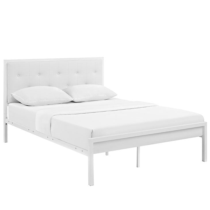 Modway Furniture Modern Lottie Full Vinyl Bed In White White MOD-5442-WHI-WHI-Minimal & Modern