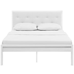 Modway Furniture Modern Lottie Full Vinyl Bed In White White MOD-5442-WHI-WHI-Minimal & Modern