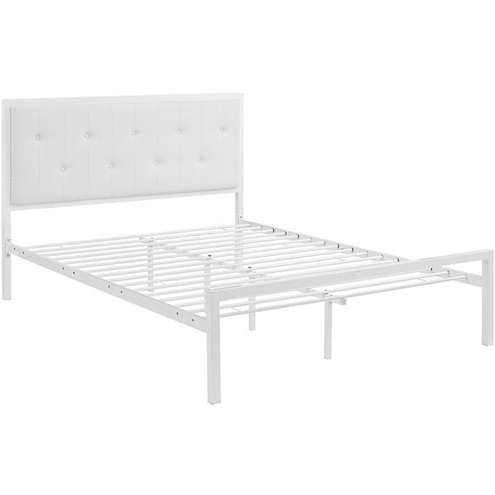 Modway Furniture Modern Lottie King Vinyl Bed In White White MOD-5448-WHI-WHI-Minimal & Modern