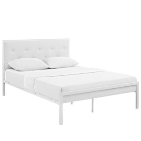 Modway Furniture Modern Lottie King Vinyl Bed In White White MOD-5448-WHI-WHI-Minimal & Modern