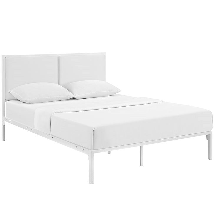 Modway Furniture Modern Della Queen Vinyl Bed In White White MOD-5462-WHI-WHI-Minimal & Modern