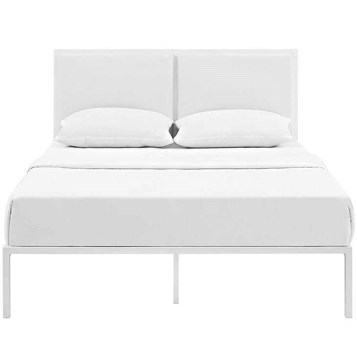 Modway Furniture Modern Della Queen Vinyl Bed In White White MOD-5462-WHI-WHI-Minimal & Modern