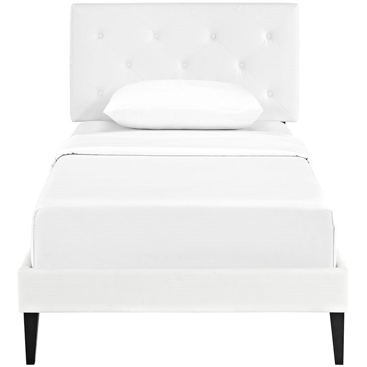 Modway Furniture Modern Terisa Twin Vinyl Platform Bed with Squared Tapered Legs-Minimal & Modern
