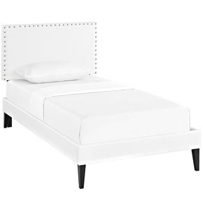 Modway Furniture Modern Phoebe Twin Vinyl Platform Bed with Squared Tapered Legs-Minimal & Modern