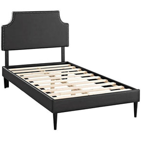 Modway Furniture Modern Laura Twin Vinyl Platform Bed with Round Tapered Legs-Minimal & Modern