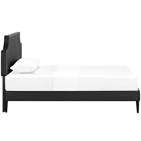 Modway Furniture Modern Laura Twin Vinyl Platform Bed with Round Tapered Legs-Minimal & Modern