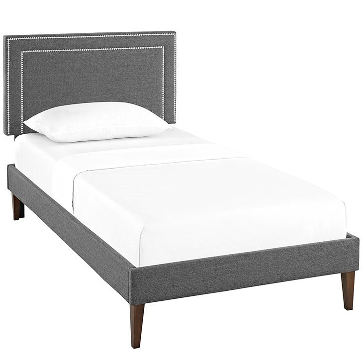Modway Furniture Modern Jessamine Twin Fabric Platform Bed with Squared Tapered Legs-Minimal & Modern
