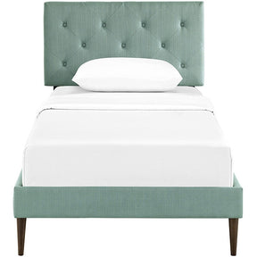 Modway Furniture Modern Terisa Twin Fabric Platform Bed with Round Tapered Legs-Minimal & Modern