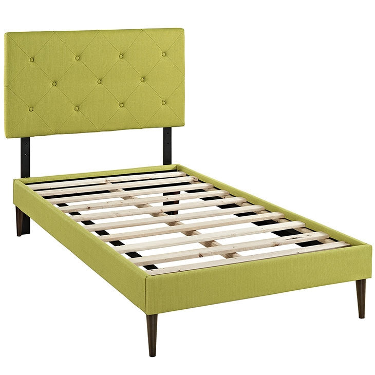 Modway Furniture Modern Terisa Twin Fabric Platform Bed with Round Tapered Legs-Minimal & Modern