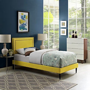 Modway Furniture Modern Jessamine Twin Fabric Platform Bed with Round Tapered Legs-Minimal & Modern