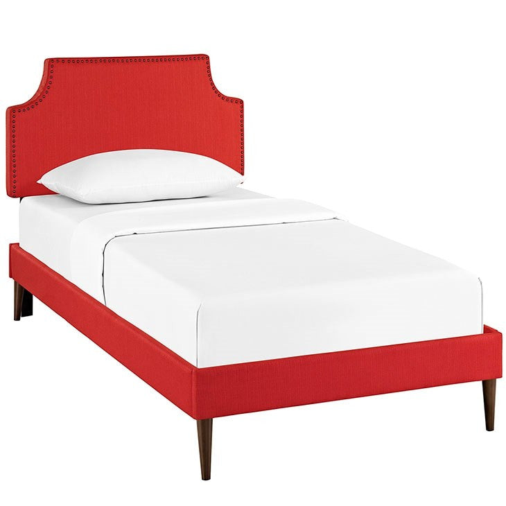 Modway Furniture Modern Laura Twin Fabric Platform Bed with Round Tapered Legs-Minimal & Modern